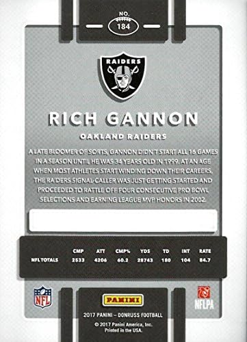 2017 Donruss 184 Rich Gannon Oakland Raiders Fudbalska karta