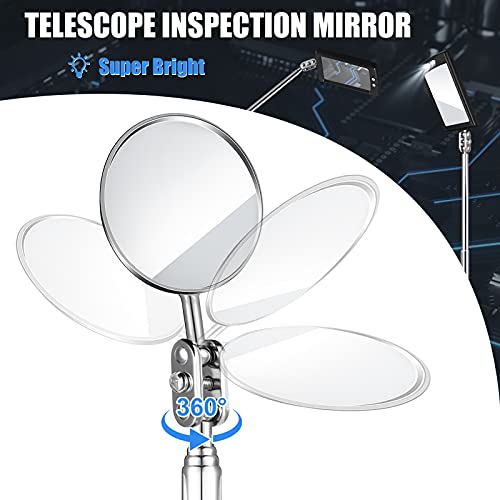 4 komada teleskopiranje inspekcijskog ogledala teleskopiranje LED osvijetljeno fleksibilno inspekcijski ogledalo okruglo zrcalo Stvoreno