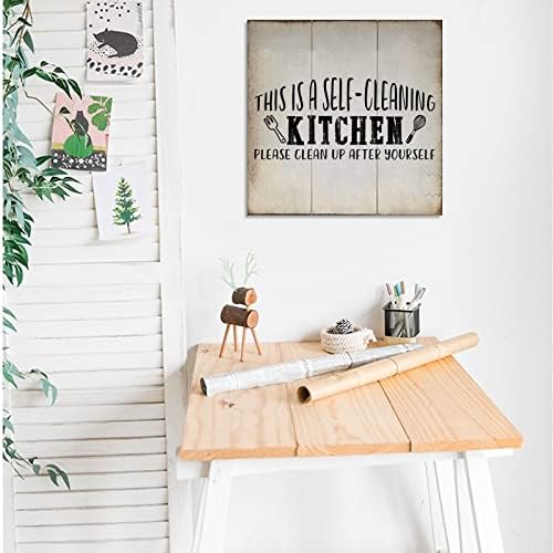 Rustikalni drveni znak, smiješna kuhinja Zidna umjetnička ploča, seoska kuća Drveni viseći znak za kućnu kuhinju Sobu za samočišćenje,
