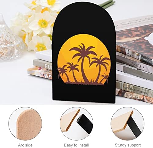 Hawaii Sunset i palme drvena Knjižara neklizajuća polica za knjige držači za knjige Decor 1 par za teške knjige