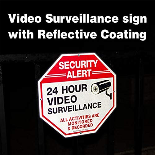 Znakovi za Video nadzor, sigurnosni znakovi, Oktagon 12 x12 inča 40mil debljine aluminijumski reflektirajući znak za kućnu poslovnu