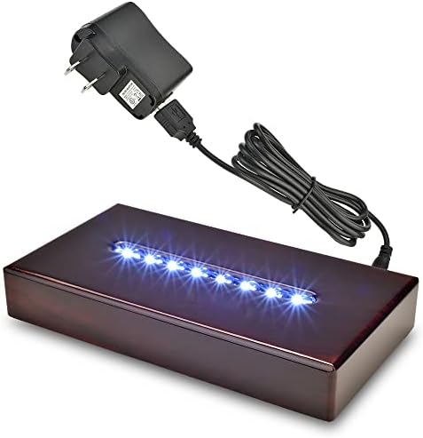 ASENTE 8 LED svjetlosni postolje - pijedestal zaslona za pravokutnik za 3D kristalno staklo umjetnost - AC / USB - osvijetljena zrcalna