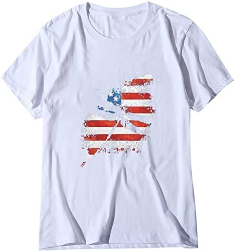 Žene 4. jula vrhovi američke zastave Dragonfly Print TEE majice 2023 Summer Patriots Neovisnosni košulji Bluza