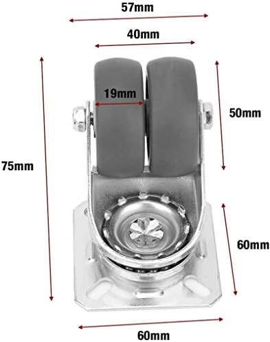 XZGDEN Superior 4pcs 2 okretni točkovi dvokočeni kotači sa pločom za 360 stepeni Maksimalni nosivost 132 lbs kao rezervni točkovi