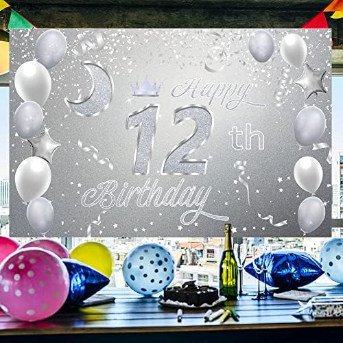 Sweet Happy 12th Birthday Backdrop Banner Poster 12 Birthday Party Decorations 12th Birthday Party Supplies 12th Photo Background