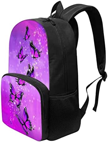 Suobstales ljubičasti leptir Print ruksak za djevojčice Tinejdžeri lagana Školska torba za knjige djeca 17 inčni dvoslojni ležerni