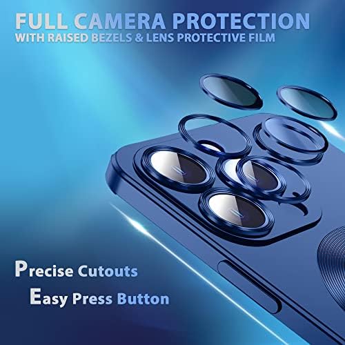 Premium magnetni iphone 14 pro max Case Movy Blue - Kompatibilan sa Magsafe Pribor - Staklo otporan na teške luksuzne mat zaštitne