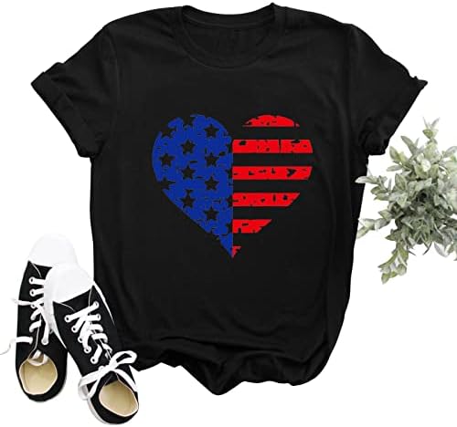 4. srpnja Košulje Žene Američka zastava Ljeto kratki rukav O-izrez T-majice Stripes Tie-Dye Loose Fit Casual Party Majice