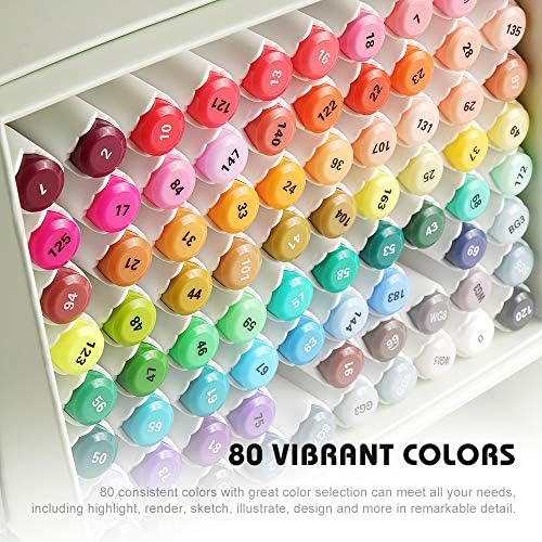 ArrtX markeri, ALP 80 boja Dual savjeti za alkoholne markere sa meiliang atlonarnom set bojom, 36 živopisnih boja u džepnom okviru