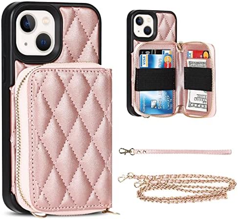 Jaorty Crossbody odvojiva 2 u 1 novčaniku za iPhone 13 mini, crossbody futrola sa držačem za satu sa držačem za zglobove remen za