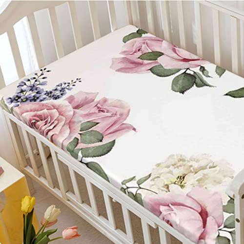 Vintage Tema sa postavljenim krevetom, standardni madrac sa krevetom ugrađeni lim posteljina madrac madrac listova-kreveti za madrac ili toddler, 28 x52, pastel ružičasta