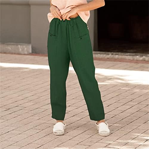 Ravne labave ležerne hlače za žene čvrste elastične hlače Duge hlače za vuču ELESTIC struk pant