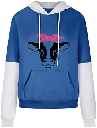 Muška boja blokove dukseva slatka crtana krava print uniseks dukserica sa kapuljačom sa dizajnom hip hop vrhovi casual