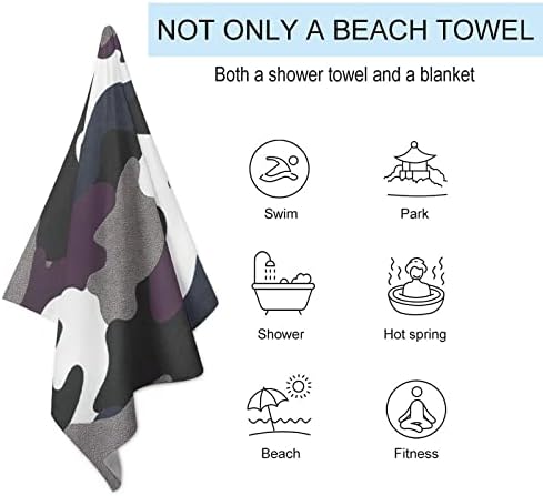 Ljubičasta zrnasta digitalna Camo plaža ručnik putovanje brzo sušenje Kućni ručnici za odrasle lagani pokrivač za bazen pokrivač za
