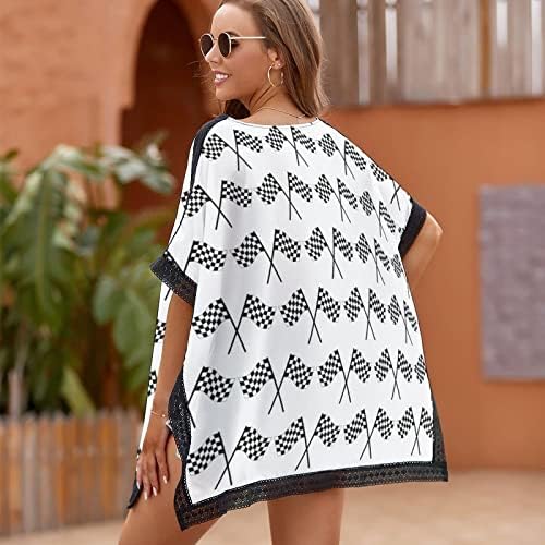 BAIKUTOUAN karirana trkačka Zastava Ženska odjeća na plaži bikini kupaći kostim plaža Swim Cover Up Dress Print