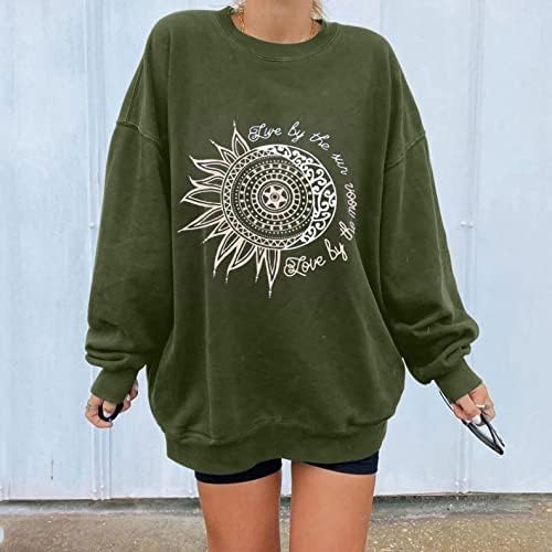 Aniwood žene predimenzionirane Los Angeles California Pismo Ispis Grafički flis Duks Crewneck Dugi rukav pulover Top 95