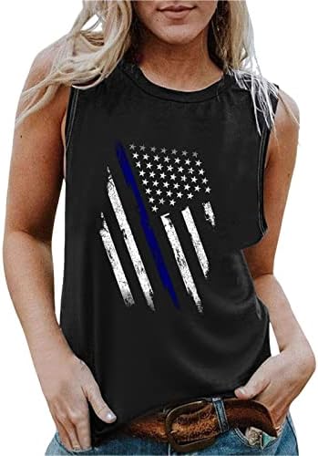 4. jula majica Tank Tops za žene bez rukava u vrat Tshirt USA Zastava Stars Stripes Tie-Dye Fitness tunika Tank Top