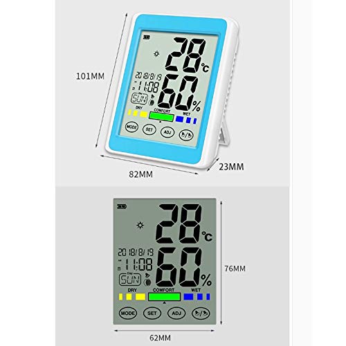 GENIGW Digitalni higrometar termometra,dodirni ekran tačan Digitalni displej zidni unutrašnji termometar za domaćinstvo
