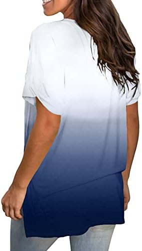 Ženske kratke rukave Shirt Tops modni gradijent štampani Slim Fit Tees Shirts Crew Neck Casual T-Shirt Tunic Tops