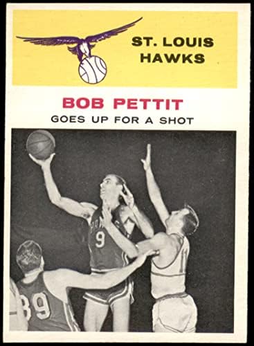 1961. Fleer 59 u akciji Bob Pettit St. Louis Hawks Ex / Mt Hawks LSU