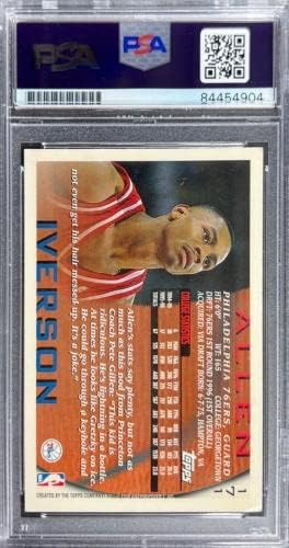 Allen Iverson potpisao je TABEBED 1996 TOPPS RC 171 Trgovačka kartica PSA 84454904 - nepotpisane košarkaške kartice