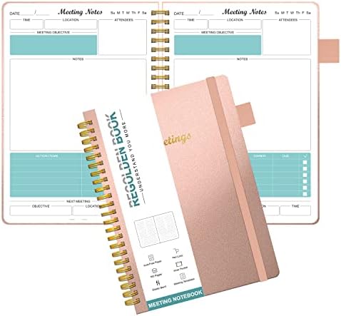 Regolden - knjiga sastanak Notebook za rad sa akcije stavke, Izvršni Hardcover projekt Planner Notebook za komentar uzimanje, ured/