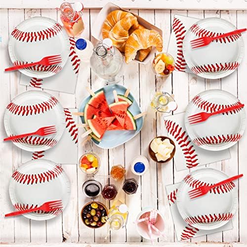 24 PCS bajbol partijski tanjuri 7 Baseball rođendanske zabave Desertne ploče za jednokratnu upotrebu Uklade za bejzbol obožavatelja
