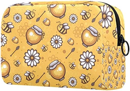 Woshjiuk Mala torba za šminku Travel Cosmetic torba sa patentnim zatvaračem, med slatka pčelarišta, kozmetički organizator za žene