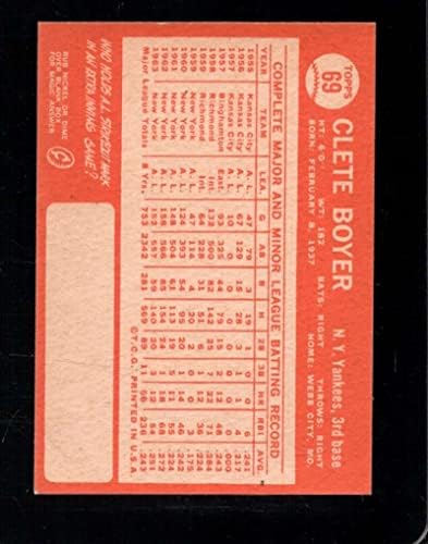 1964 TOPPS # 69 Clete Boyer Exmt Yankees