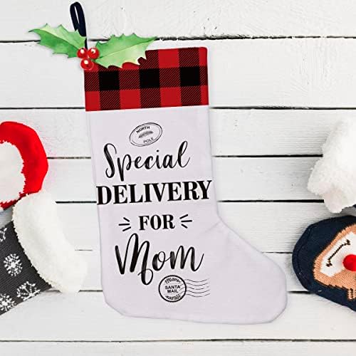 Golsoo Posebna dostava za mamu Burlap Božićni čarapa Najbolja mama Božić viseći čarape Pokloni za kućni kamin Dekoracija