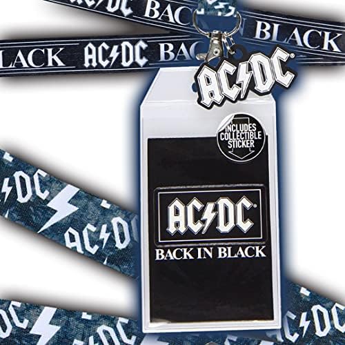 AC / DC Nazad u Crnoj reverzibilnoj id vezici držač značke sa gumenim logom šarmom i kolekcionarskom naljepnicom