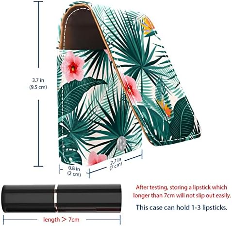 Tropsko cvjetno zeleno lišće palmina kožna torbica za usne sa ogledalom Mini torba za šminkanje svakodnevno popravljanje