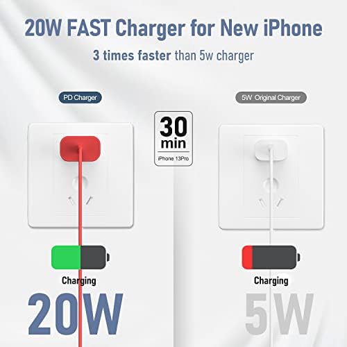 iPhone Fast Charger, MFi & ETL Certified 1pack 20w iPhone Fast Charger sa USB C na munja kabl 6 Ft, Super Charger za iPhone 14/13/12/12