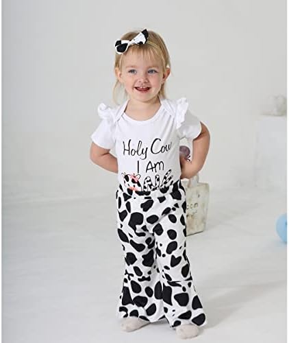 Baby Girl Firt Rođendan Outfit 1. rođendan Djevojke Odjeća Sveta krava Im Jedna rođendan Djevojka Outfit