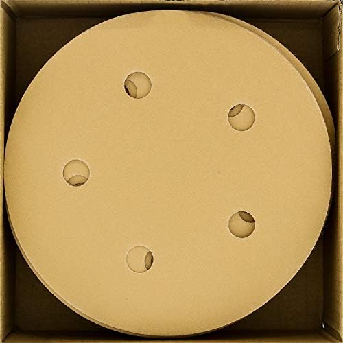 Dura-Gold 320 Grit - 5 brusni diskovi, kuka i petlja da pozadinski ploč i mekani sučelje za gustoću, 5 rupa uzorka