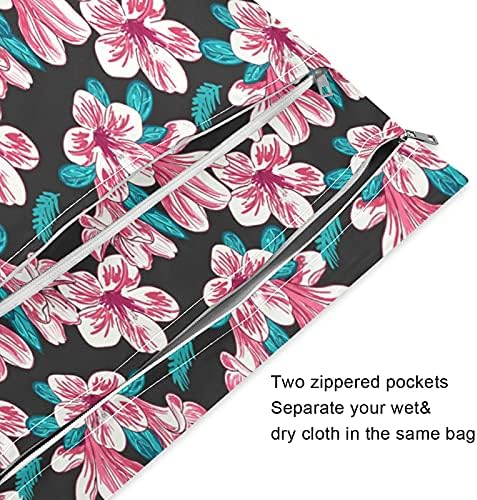 xigua ružičasti cvijet vodootporna mokra torba za pelene za pelene koji se može zamijeniti vlažne suhe torbe s 2 džepa sa zatvaračem