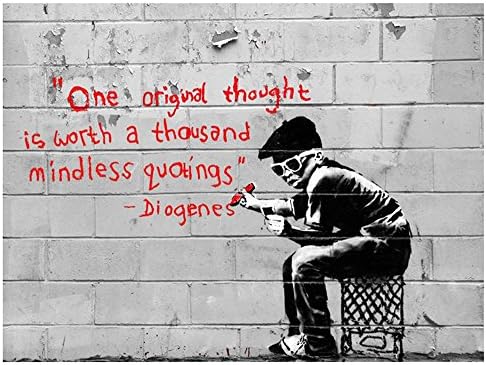 Alonline Art - Originalna misao vrijedna hiljadu citata od strane Banksy | Beech uokvirena slika tiskana na pamučnom platnu,