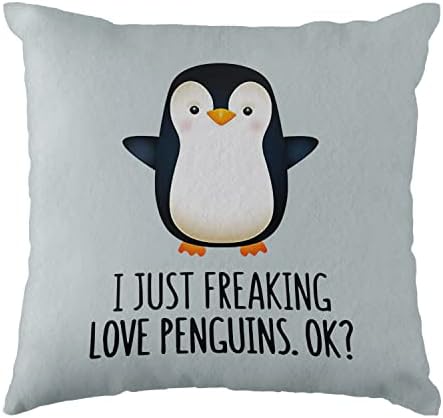 Smiješna pingvina Ljubavna ukrasna jastučna jastuca, 18 x 18 inčni pingvin dekor kućni dekor jastuk, pingvin Love pokloni, poklon