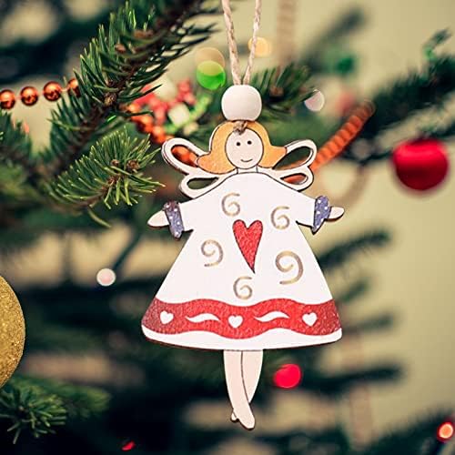 4pcs božićno uređenje drvca za božićno snjegović starac anđeo obojen drveni znak privjesak perla Garland Dekorativni