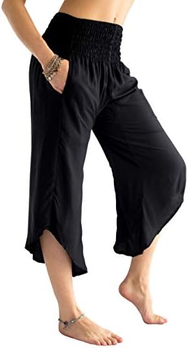 Piyoga ženske usne Capris culottes w elastičan visoki struk i 2 džepova XS, S, M, L, XL, XXL