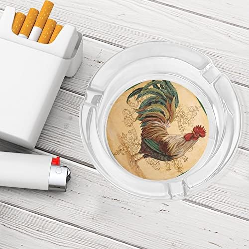 Decoupage Print Rooster Cigaretne staklene pepeo pepeljare Okrugli nosač za pušenje pepeo za pepeo za kućni hotelski stol Najbolji