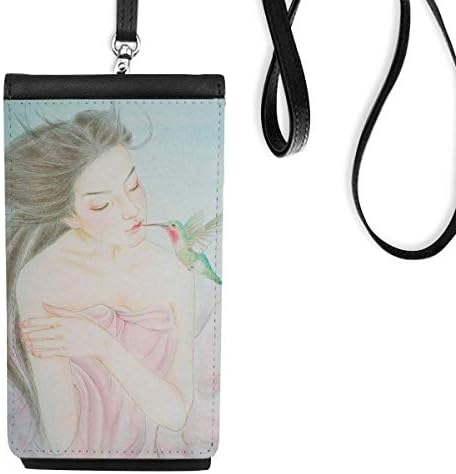 Ljepota sa pticom Kineski stil akvaretni telefon novčanik torbica viseće mobilne torbice crni džep