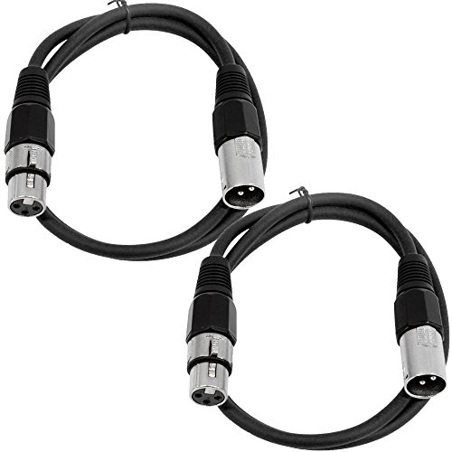 Seizmički Audio zvučnici XLR patch kablovi, XLR muški do XLR ženski patch kablovi, 2 nožni kablovi, crni i crni, pakovanje od 2