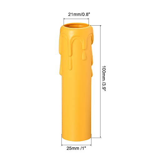 PATIKIL 25x100mm navlake za utičnice za sveće, 6 pakovanja plastičnih navlaka Candelabra base dodatna oprema za luster E14, žuta