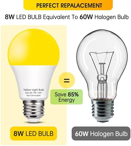 Flaspar žute sijalice, 60W ekvivalentna sijalica sa bubama, E26 baza, A19 žuta LED sijalica, ne plava svjetlo, ukrasne Lampe Za dom,