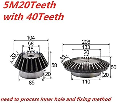 Mksiwsa industrija 1:2 zupčanik 5 modul 20 zubaca 40 zuba unutrašnja rupa 18mm 90 stepeni pogon zupčanici zupčanici za vožnju unazad