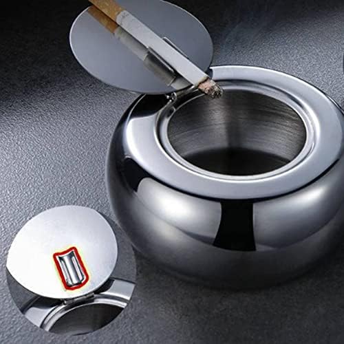 Premium pepeljara od nehrđajućeg čelika od nehrđajućeg čelika sa poklopcem, modernom stolnom pepelom, zatvorenom ili vanjskom pepelom