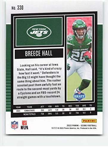 2022 Ocjena 330 Breece Hall Rc Rookie New York Jets Fudbal NFL
