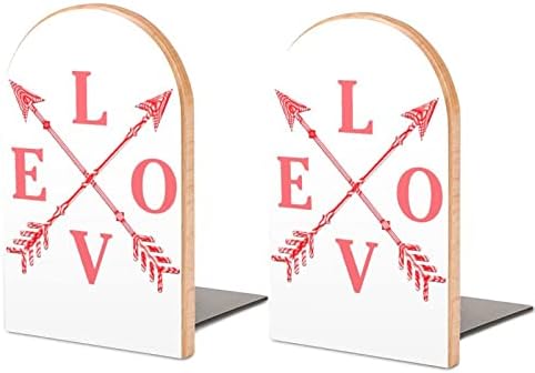 Love Arrow Bookends dekorativni Print Drvo knjiga završava za police paket 1 par