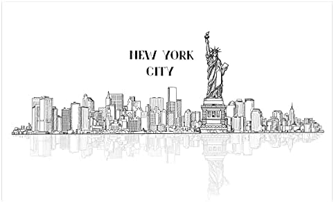 AMBESONNE NYC CERAMIC HOLDER, Njujork City American Znamenitosti Cityscape sa poznatim zgradama, ukrasna svestrana kontratona za kupatilo,